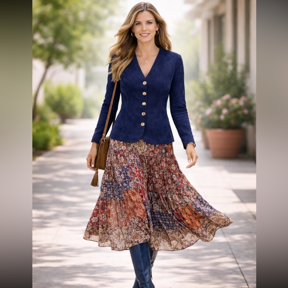 Vintage leather/supple suede Danier Dark Blue Women's Blazer